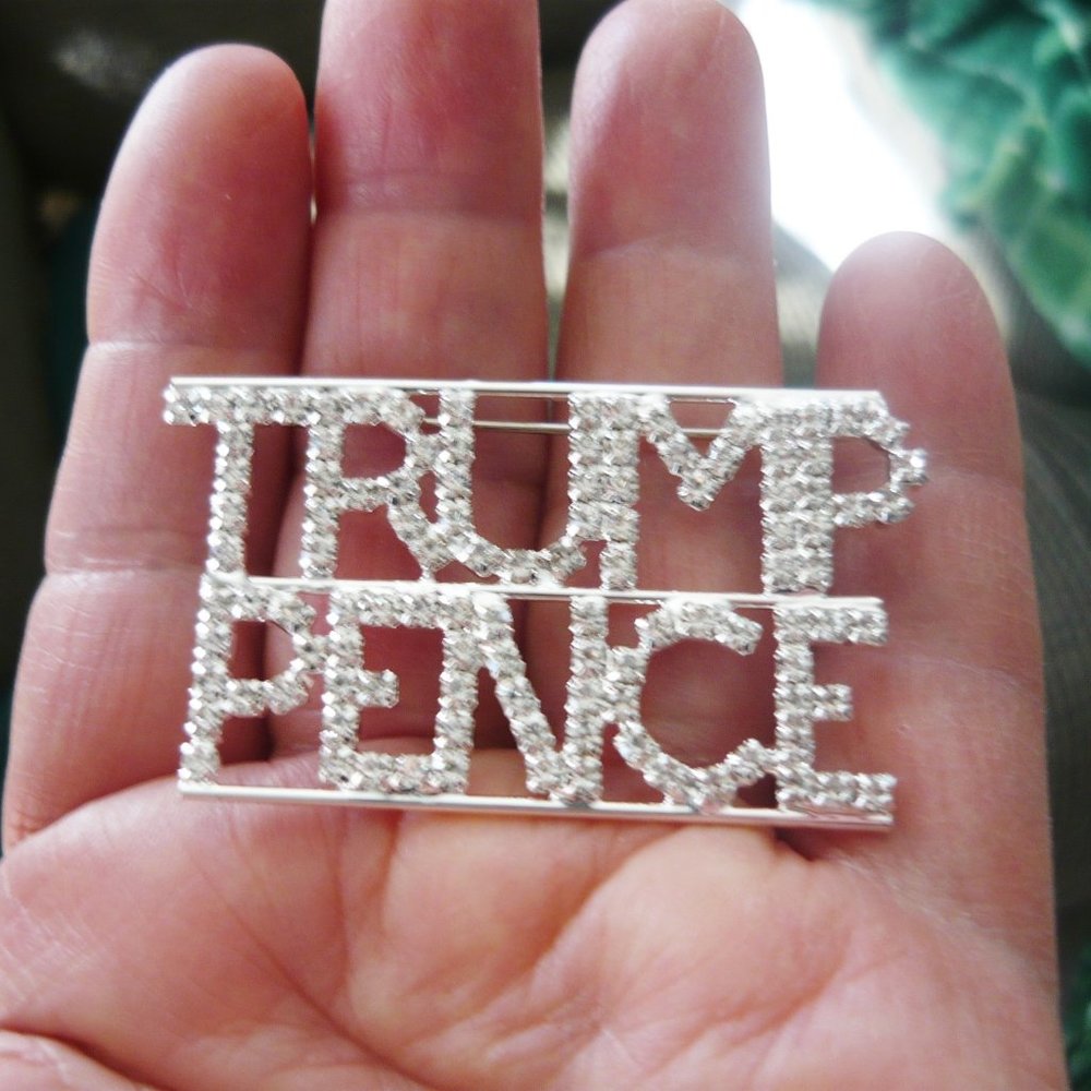 Large 2.25 Inch Trump Pence Rhinestone Pin - Picture 2 of 2